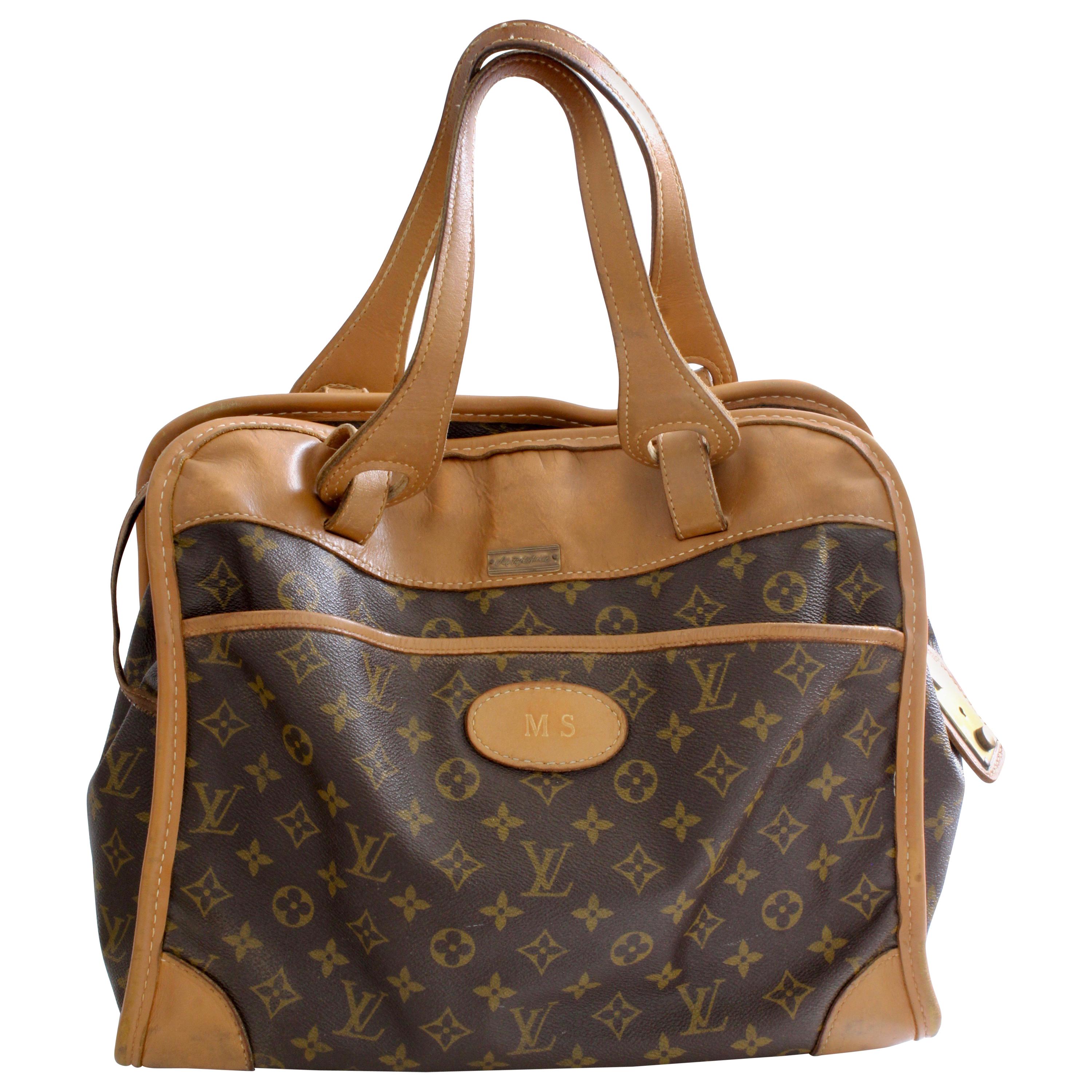 Louis Vuitton Carry On Bag Travel Tote Monogram Canvas & Leather French Co 1970s