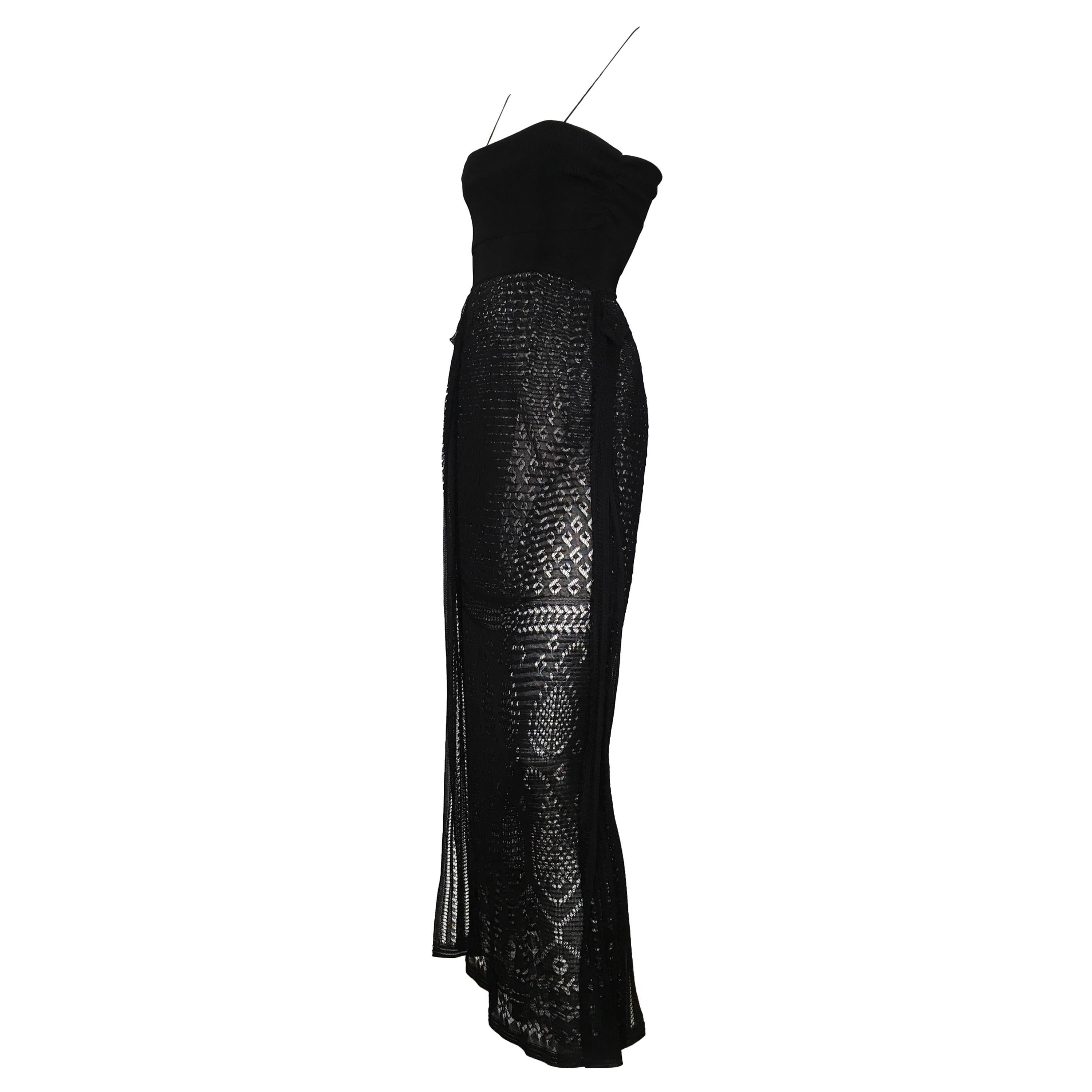 Missoni Lace Black and White Spaghetti Strap Maxi Dress For Sale