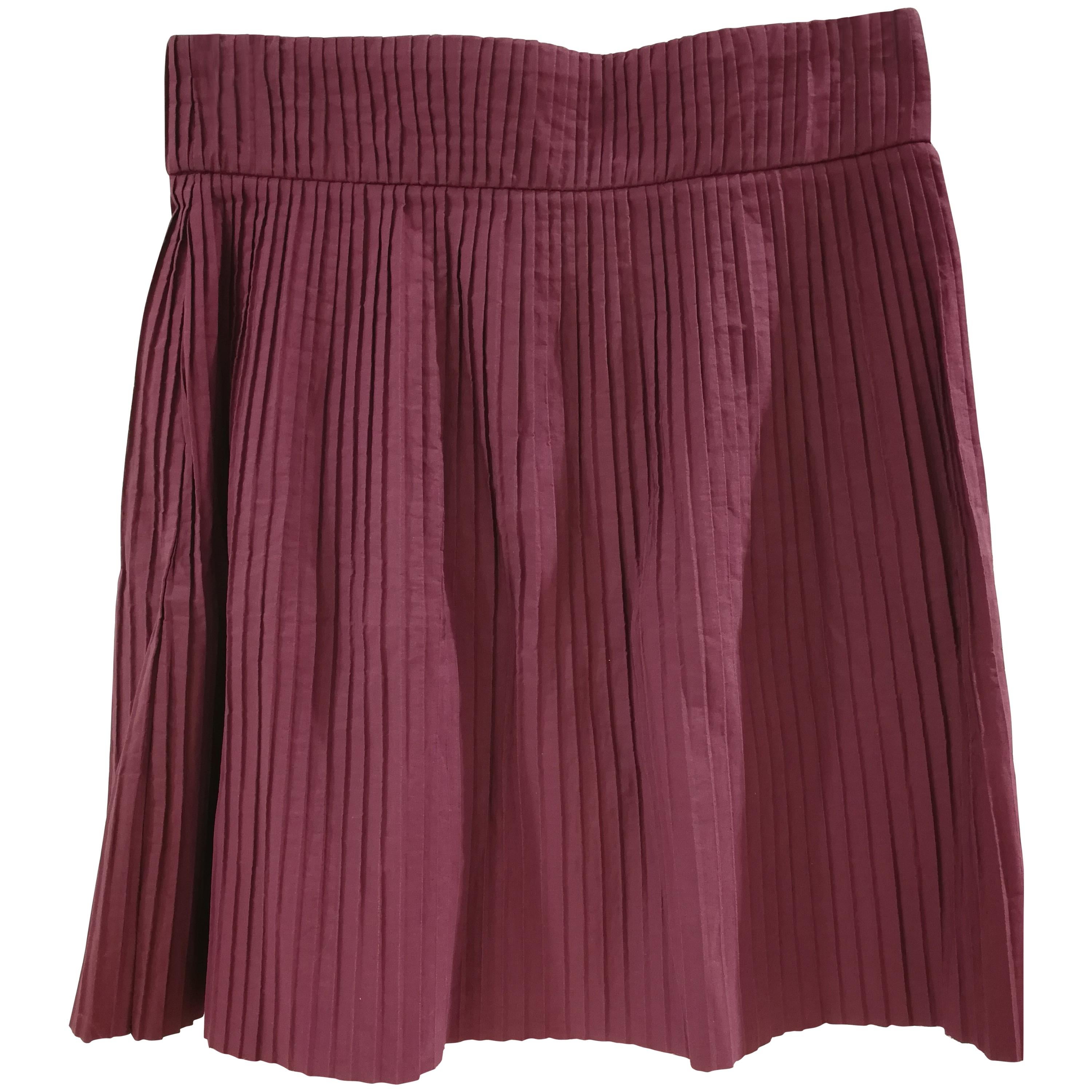 Miu Miu Bordeaux Cotton Skirt For Sale