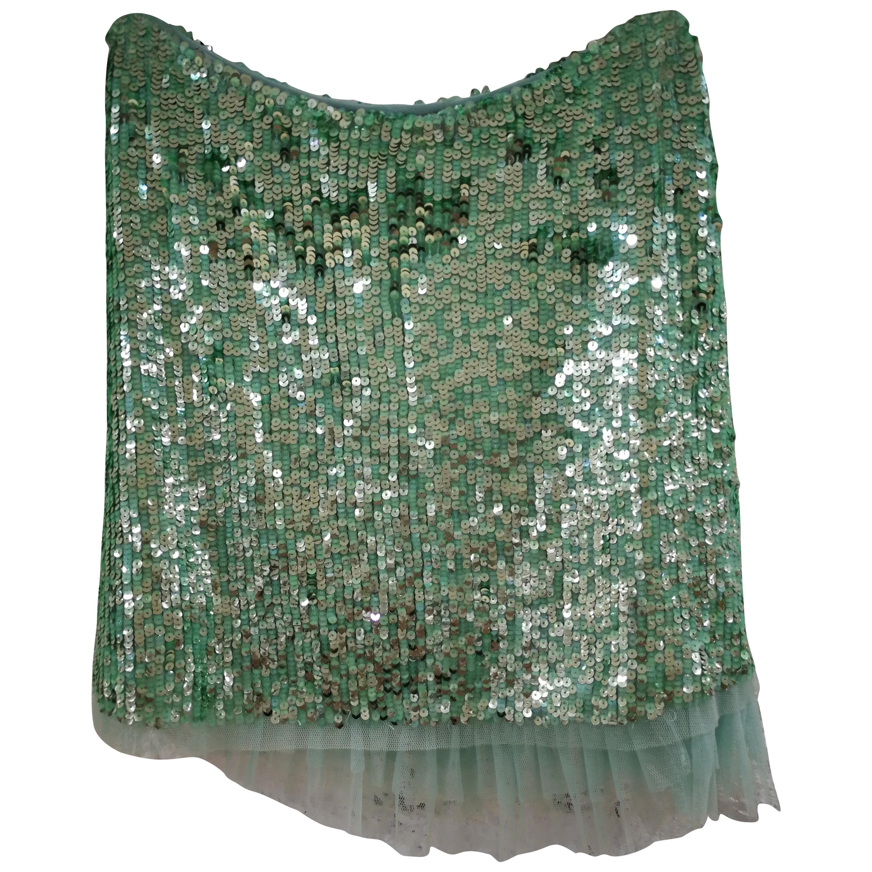 BluGirl Green Sequins Skirt For Sale at 1stDibs
