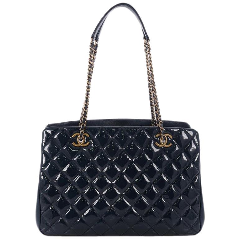 Chanel Eyelet Tote Quilted Patent Small
