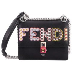 Fendi Kan I Handbag Embellished Applique Leather Small