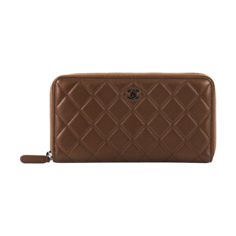 Chanel Zip Around Wallet Quilted Lambskin Long at 1stDibs