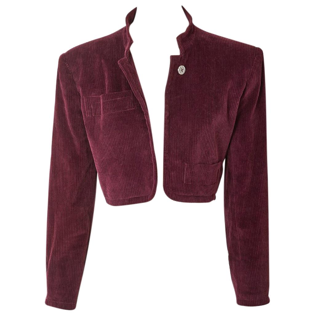 Yves Saint Laurent Corduroy Cropped Jacket For Sale