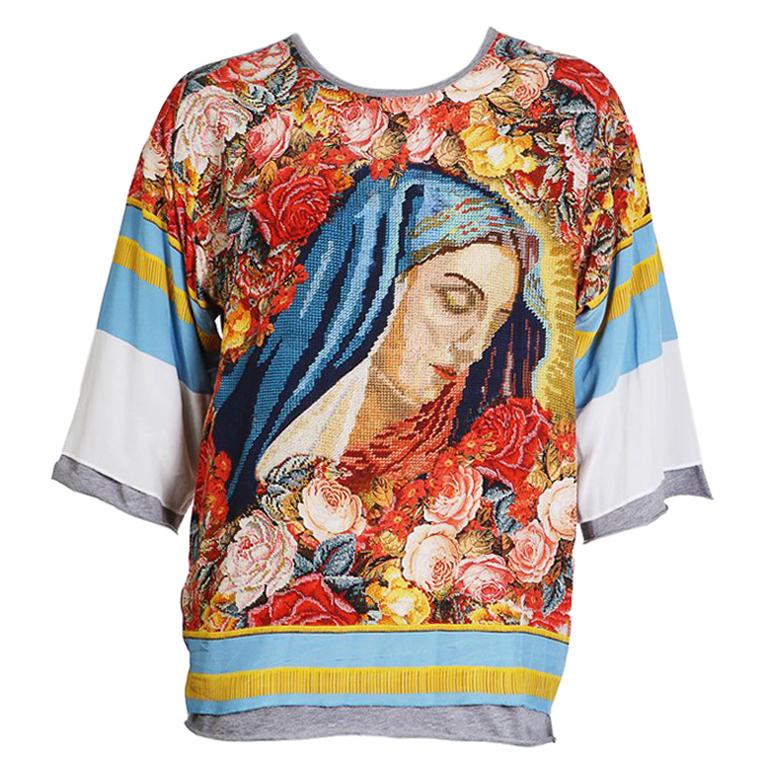 Dolce and Gabbana Virgin Mary Needlepoint Print Graphic Tee at 1stDibs | dolce  gabbana virgin mary, dolce and gabbana virgin mary t-shirt, virgin mary  button up shirt