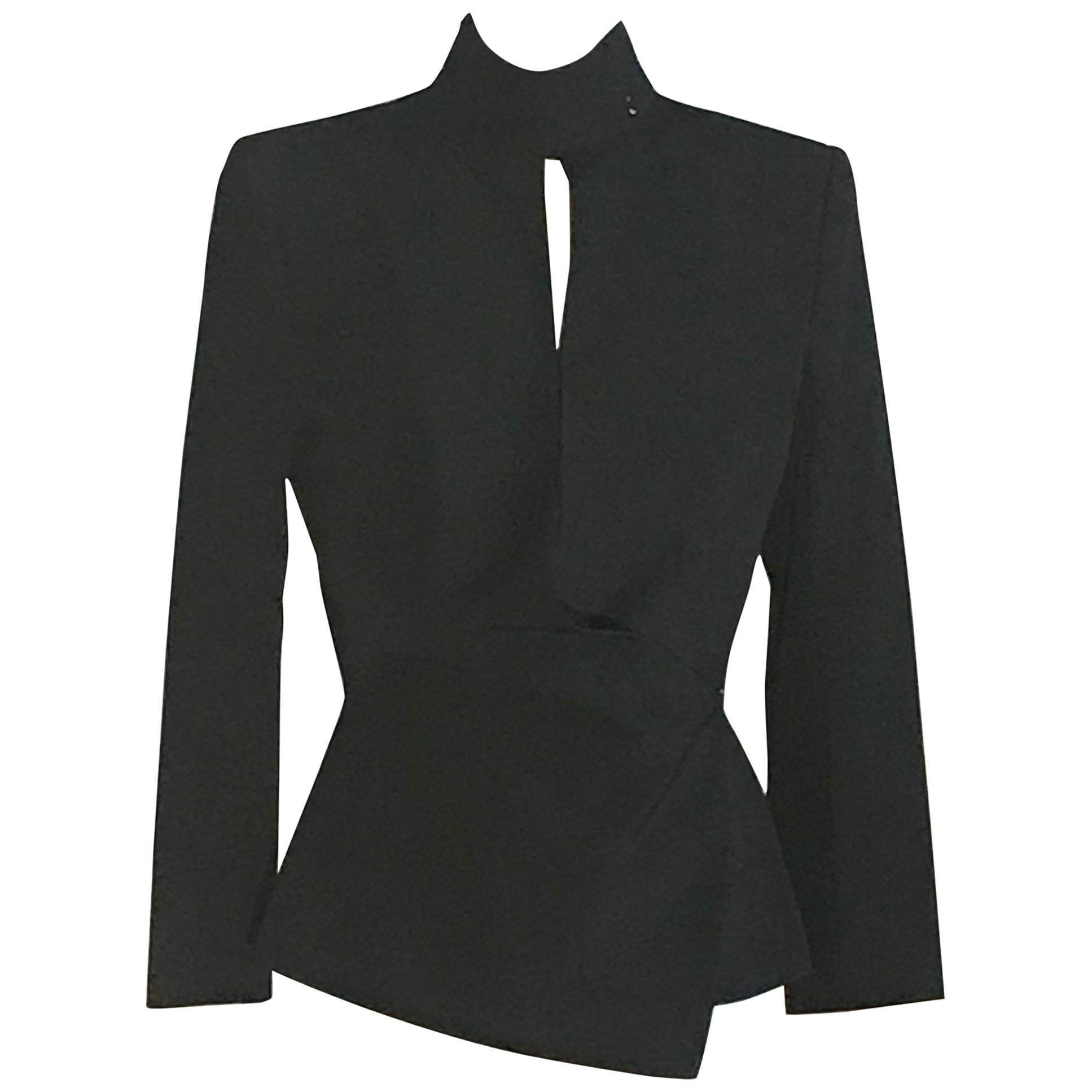 Yves Saint Laurent Black Draped Blazer Jacket Rive Gauche Collection, 2000s 