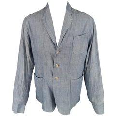 45rpm M Blue Fade Effect Chambray Patch Pocket Sport Coat / Jacket