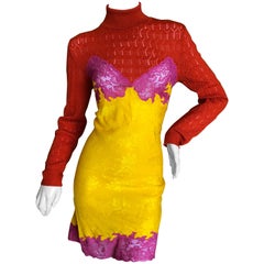 Christian Dior by John Galliano 1998 Colorful Lace Accented Dress