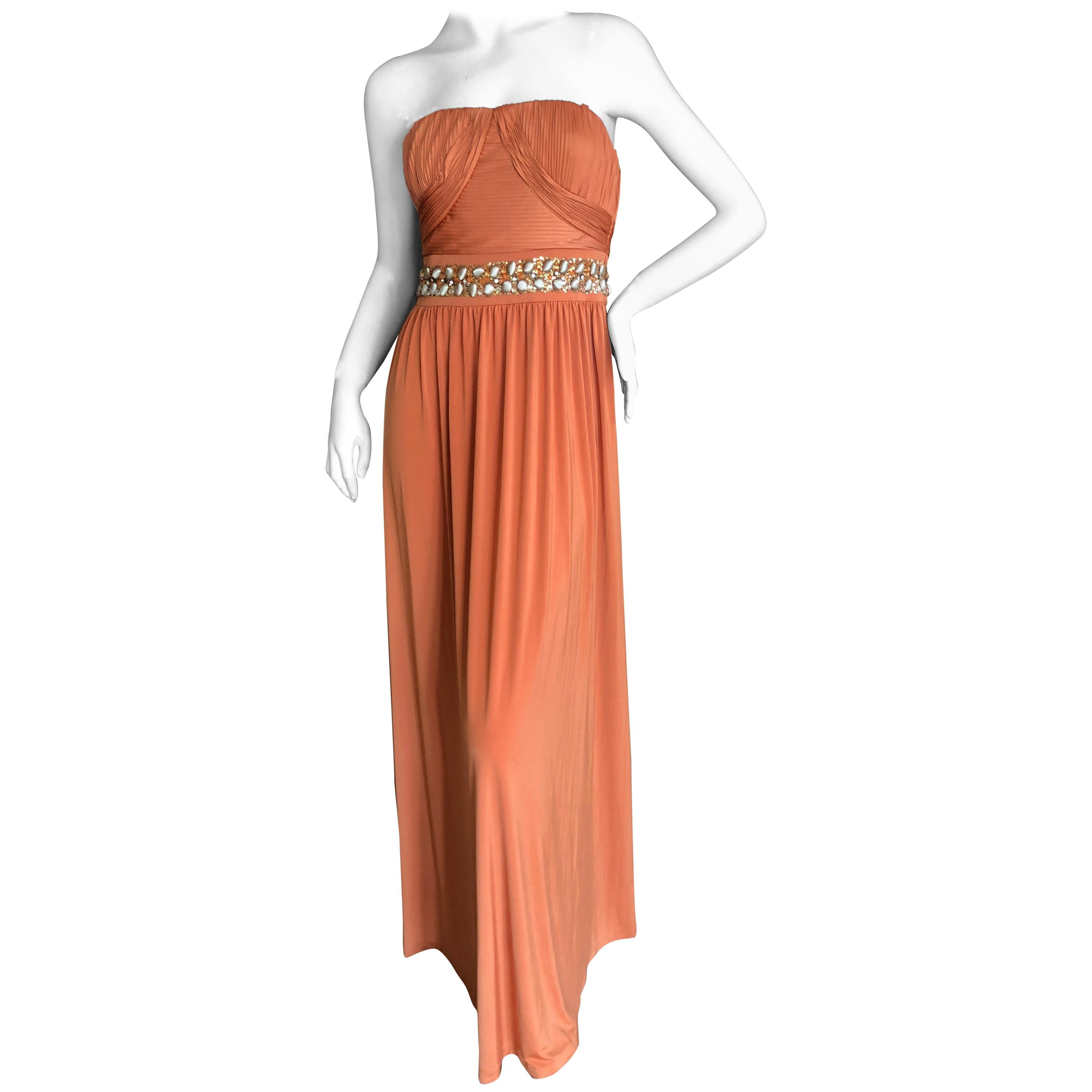 Roberto Cavalli 90's Orange Embellished Silk Evening Dress for Class Cavalli NWT For Sale