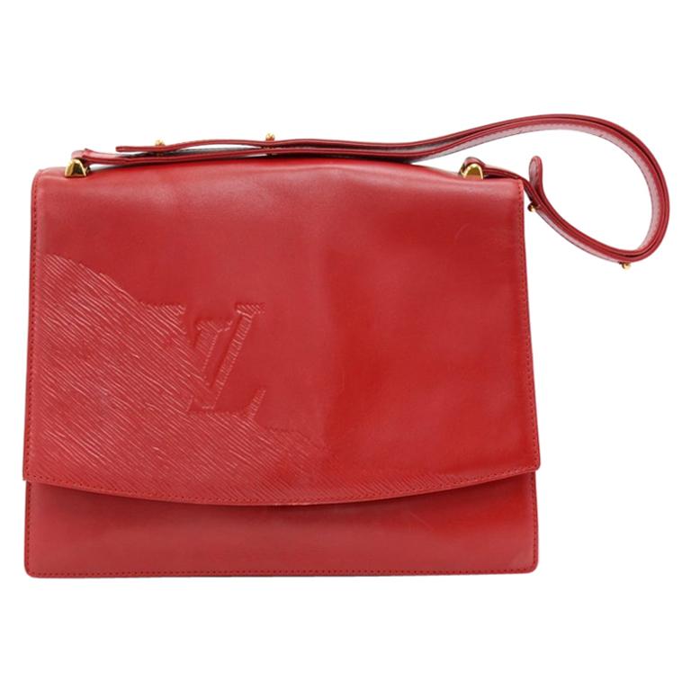 Vintage Louis Vuitton Opera Line Delphes Red Leather Shoulder Bag For Sale