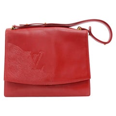 Vintage Louis Vuitton Opera Line Delphes Red Leather Shoulder Bag