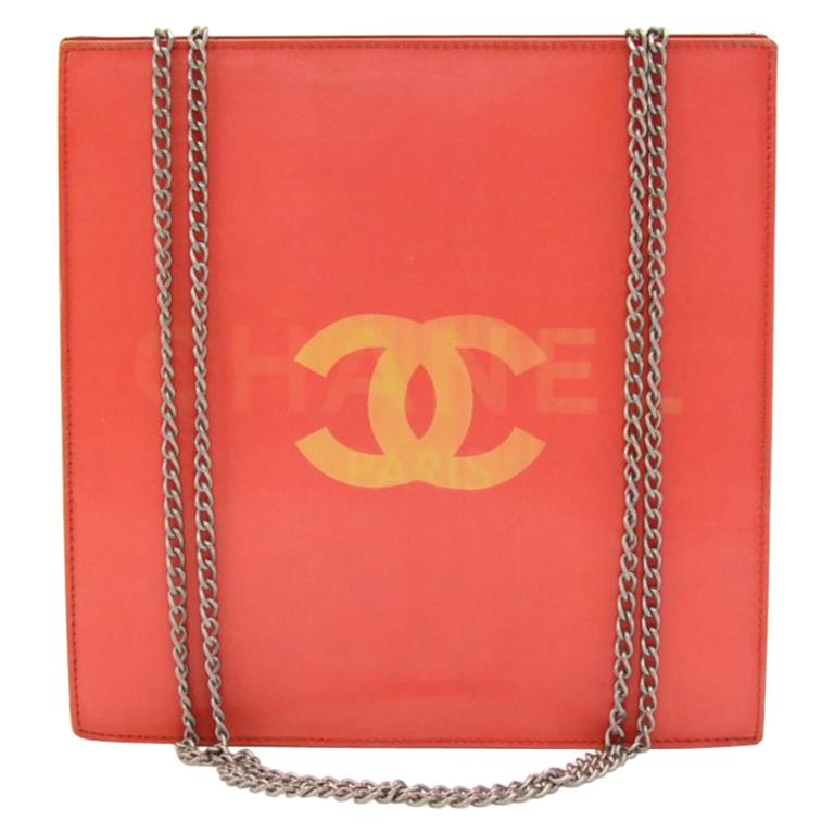 Chanel Holographic Red Vinyl Chain Shoulder Bag For Sale