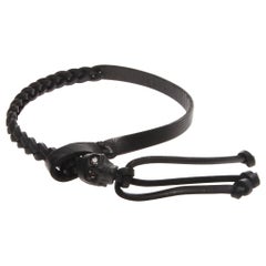 Alexander Mcqueen Black Braided Skull Bracelet