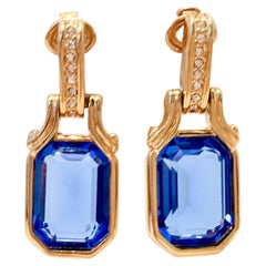 20th Century Christian Dior Style Pair Of Gold & Cut Art Glass Earrings