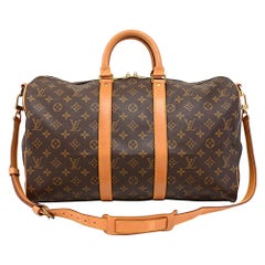 Louis Vuitton Keepall 45 Bandouliere Monogram Canvas Duffle Travel Bag + Strap