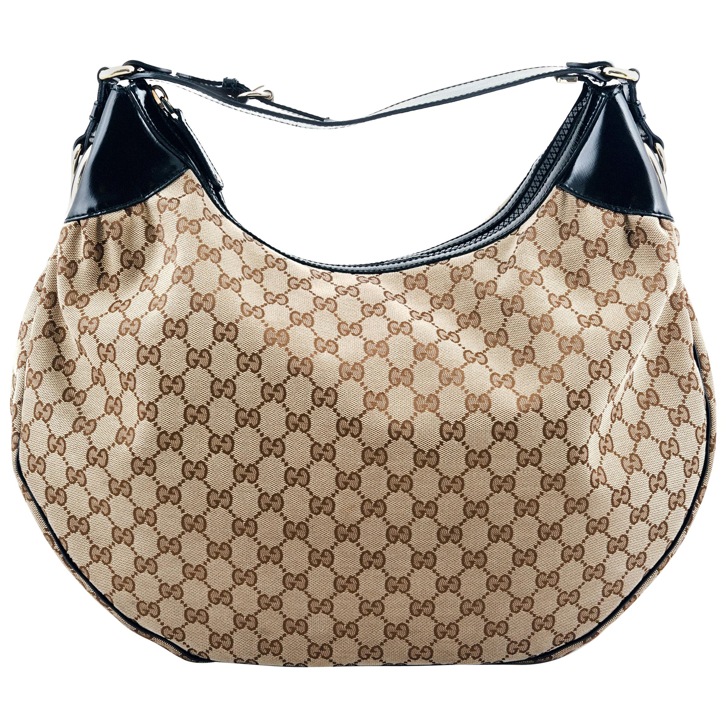 Gucci Hobo Brown Canvas Handbag  For Sale