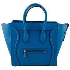 Celine Blue electric Calf leather Mini Luggage Handbag 