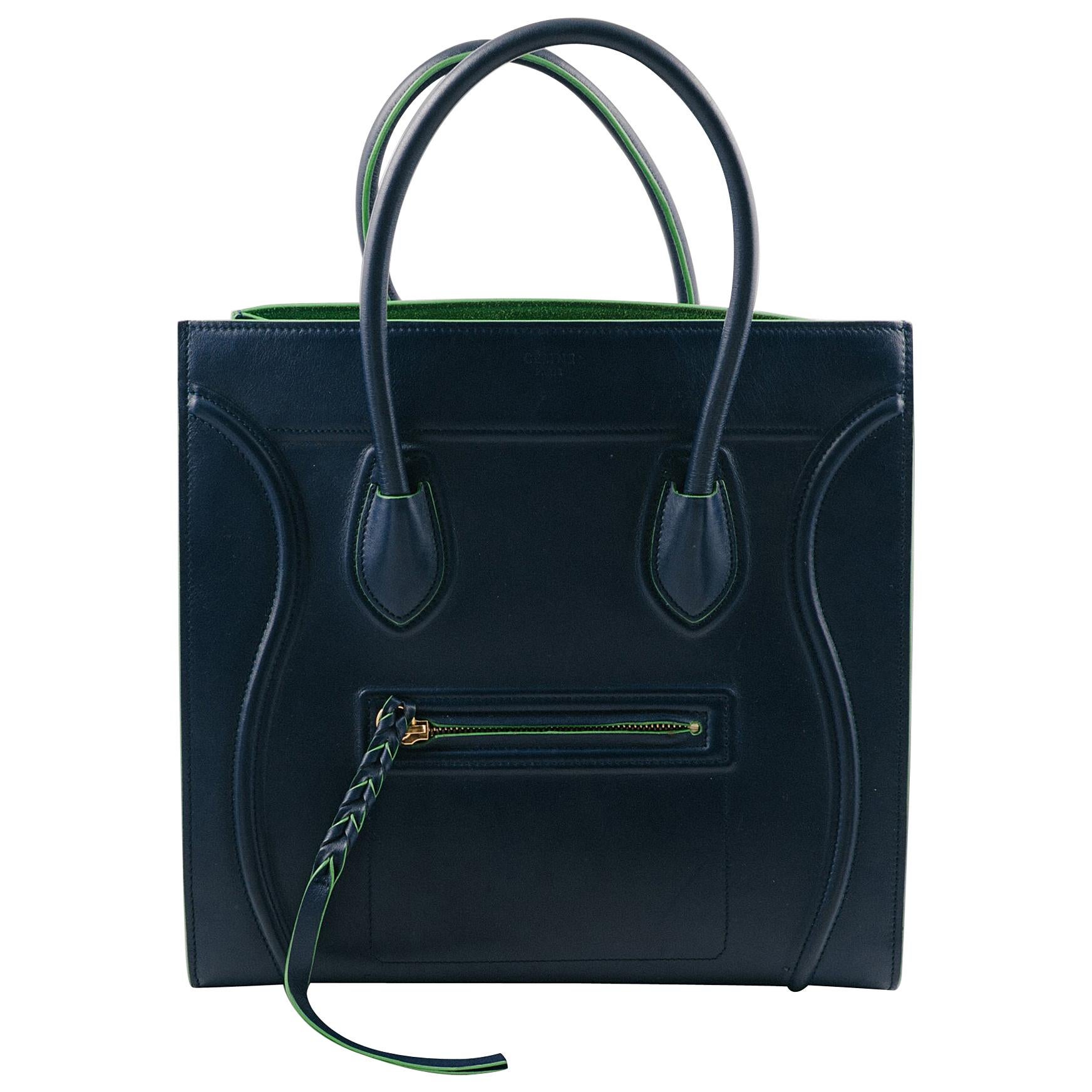 Celine  Phantom Dark Green Calf Leather Handbag  For Sale