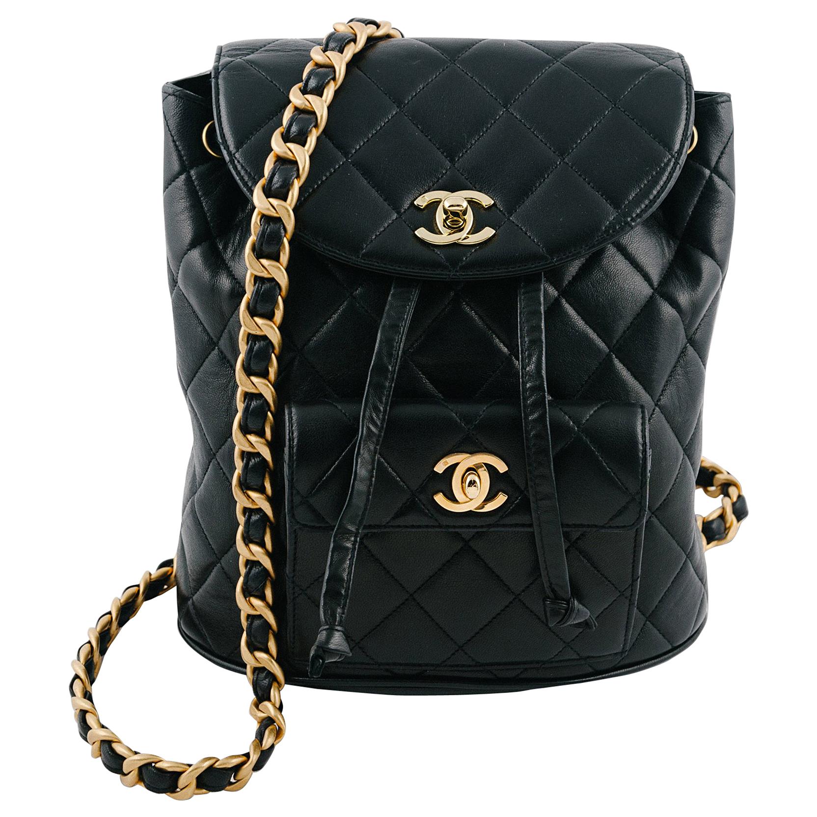 Chanel Black Leather Backpack 