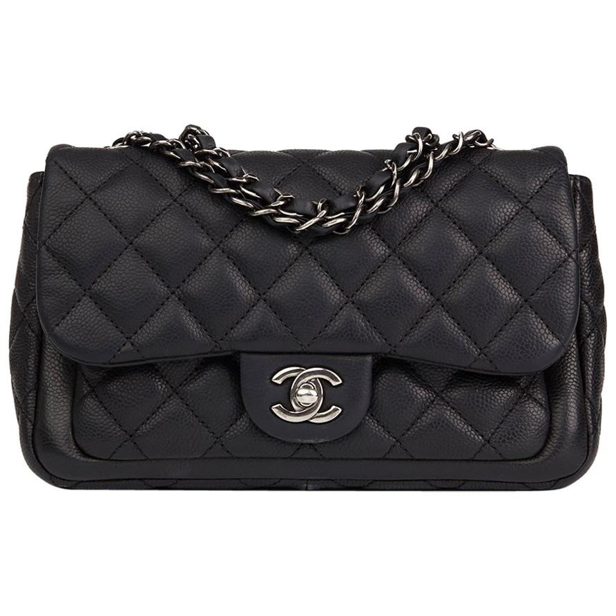 Chanel Black Quilted Caviar Leather Classic Single Flap Bag, 2013 