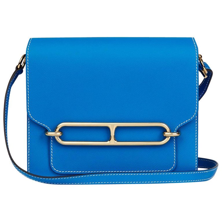 Hermes Blue Hydra Evercolour Leather Roulis 23 Bag, 2105 at 1stDibs ...