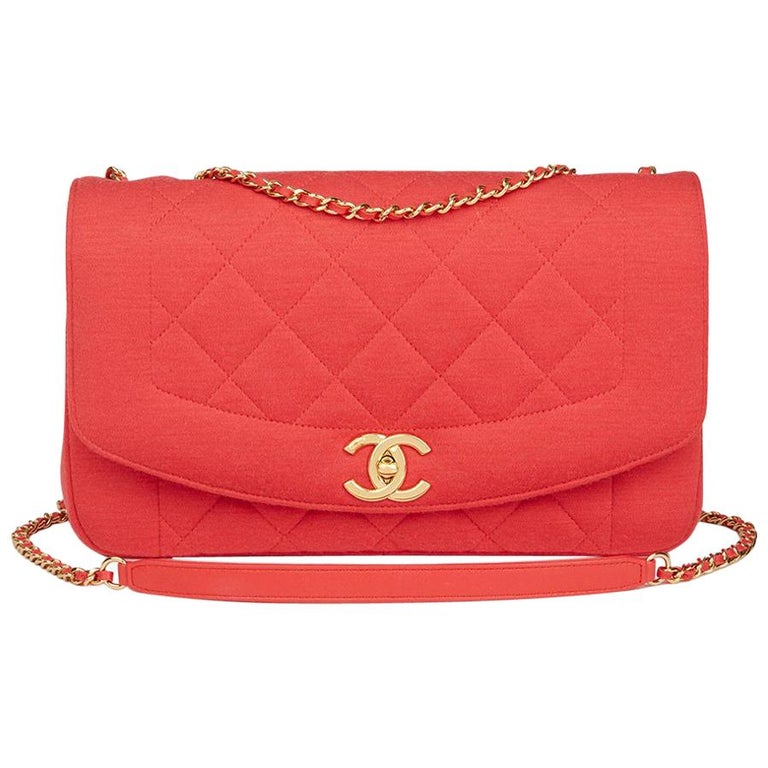 2015 Chanel Coral Quilted Jersey Fabric Reissue Diana Classic Single Flap  Bag