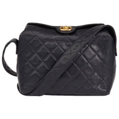 1992 Chanel Navy Quilted Lambskin Vintage Classic Single Flap Bag 