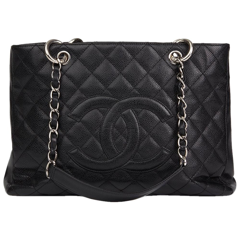 2006 Chanel Black Quilted Caviar Leather Grand Shopping Tote GST