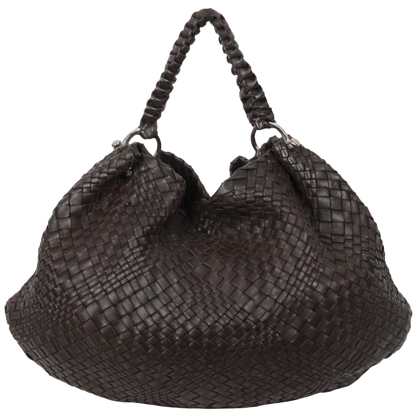 Falorni Dark Brown Woven Leather Tote Bag at 1stDibs | falorni handbags ...