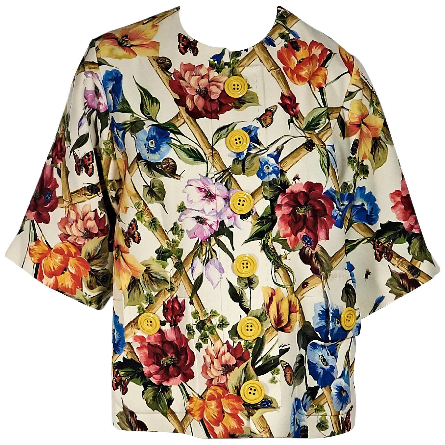 Dolce & Gabbana Multicolor Floral-Printed Jacket