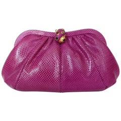 1980
s Judith Leiber Purple Lizard 
Leather Clutch