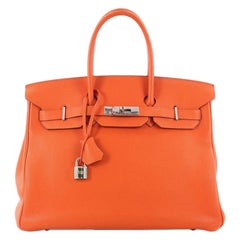 Hermes Birkin Handbag Orange H Vache Trekking with Palladium Hardware 35