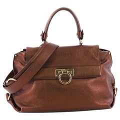 Salvatore Ferragamo Sofia Satchel Pebbled Leather Medium