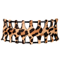 Azzedine Alaia pony skin leopard runway belt with black leather trim, 1991