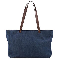 Chanel Vintage CC Logo Tote Denim Large
