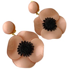 Dramatic  French Pink Poppy Statement Earrings