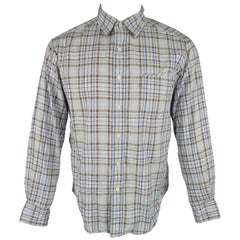 45rpm Size M Light Blue & Brown Plaid Cotton Long Sleeve Shirt