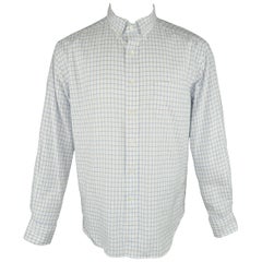 45rpm Size L White & Blue Window Pane Cotton Long Sleeve Button Down Shirt
