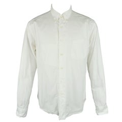 45rpm Size L White Cotton Long Sleeve Patch Pocket Button Down Shirt