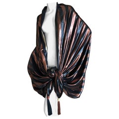 Cardinali Huge Bronze Stripe Silk Wrap Shawl with Tassels Fall 1973