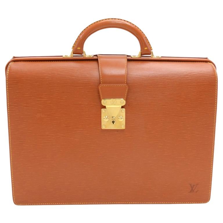 Vintage Louis Vuitton Serviette Fermoir Cipango Gold Epi Leather Briefcase For Sale