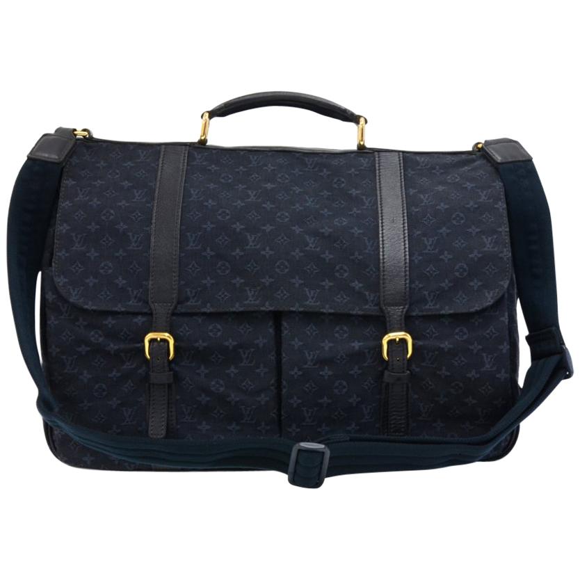 Louis Vuitton Denise Navy Monogram Mini Lin Messenger Bag