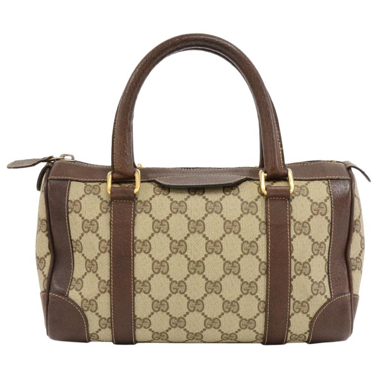Vintage Gucci Brown Supreme GG Web Boston Bag