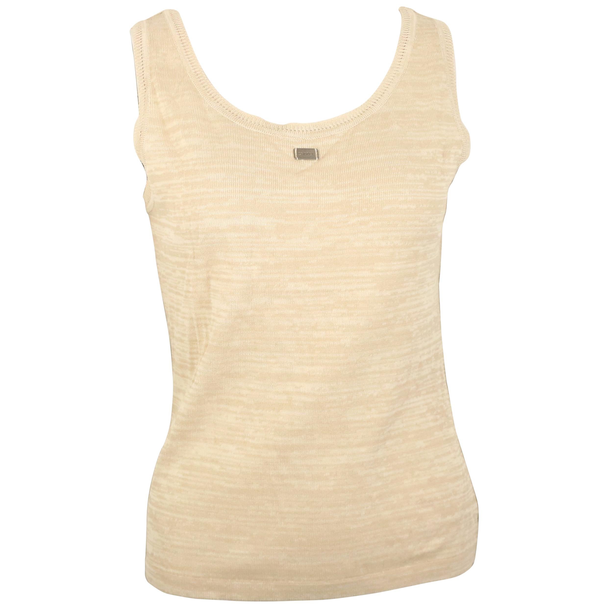 Chanel Beige Cotton Knitted Tank Top For Sale