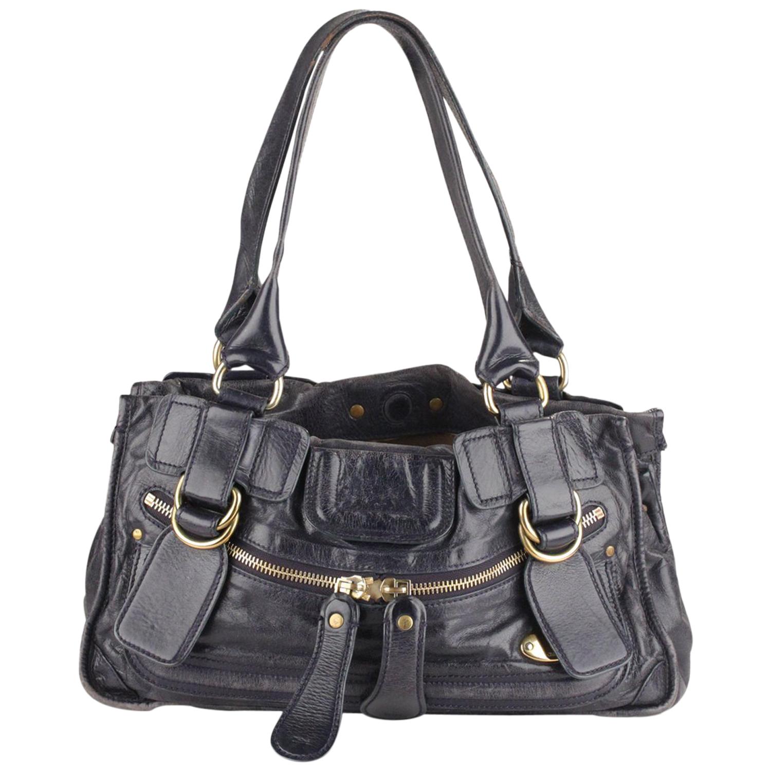 Chloe Blue Leather Bay Bag Tote Shoulder Bag For Sale at 1stDibs ...