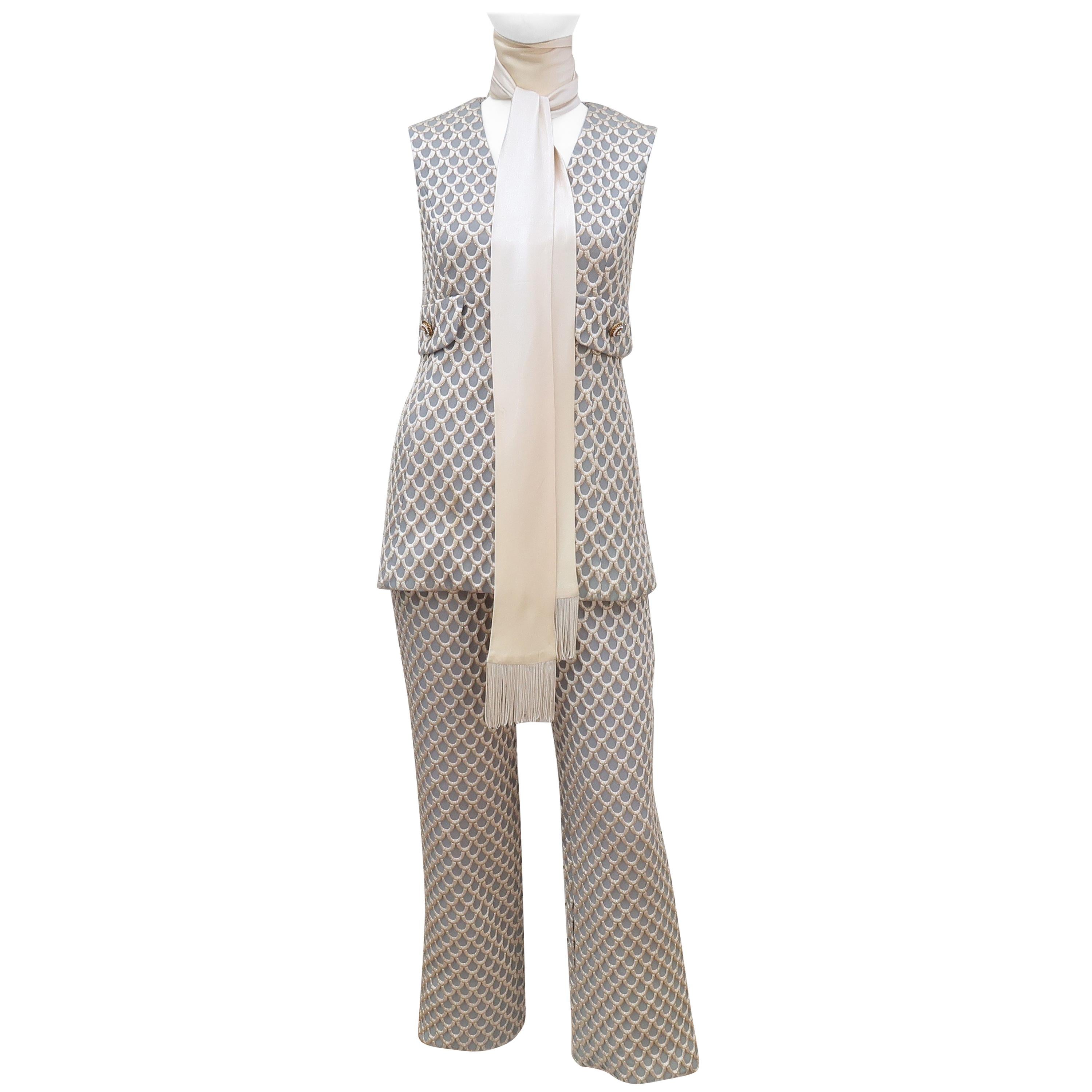 1960’s Saks Fifth Avenue Mod Metallic Vest Pant Suit