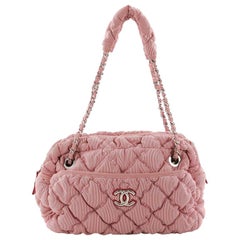 Chanel Bubble Chain Shoulder Bag Quilted Nylon Medium