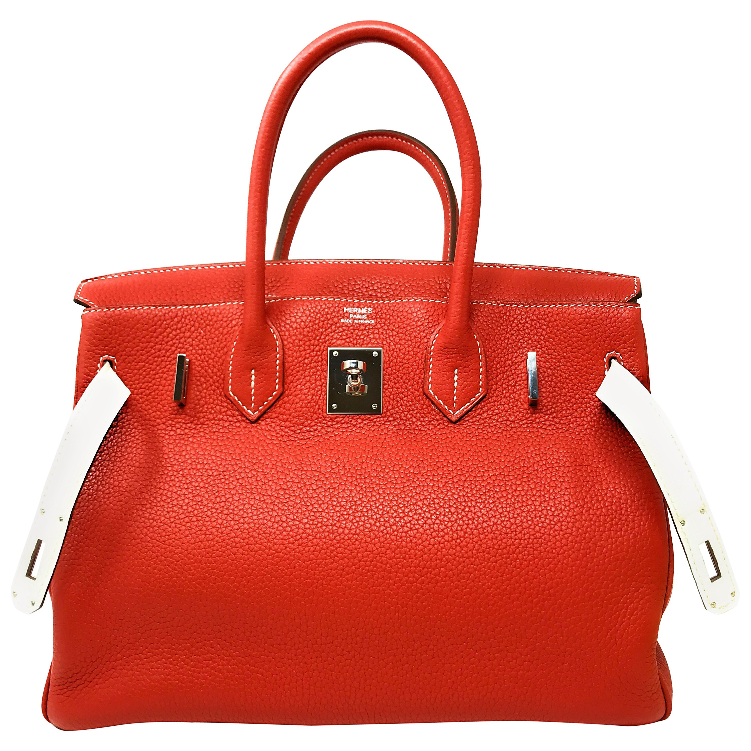 Hermes Birkin 30cm Two Tone Sanguine/Blanc For Sale