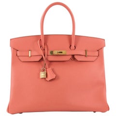 Hermes Birkin Handbag Flamingo Epsom with Gold Hardware 35