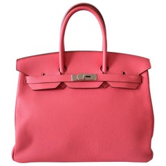 Hermès Birkin Top Handle Bag Togo Leather Rose Lipstick Pink Phw 35 cm